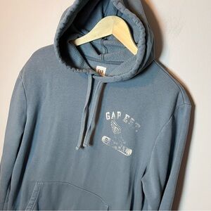 GAP Hoodie Men’s M Pacific Blue Sweatshirt Fleece Pullover - Casual Cozy Soft